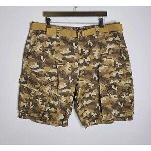 American Rag Mens Camouflage Cargo Shorts Shades of Brown w/Belt Size 40